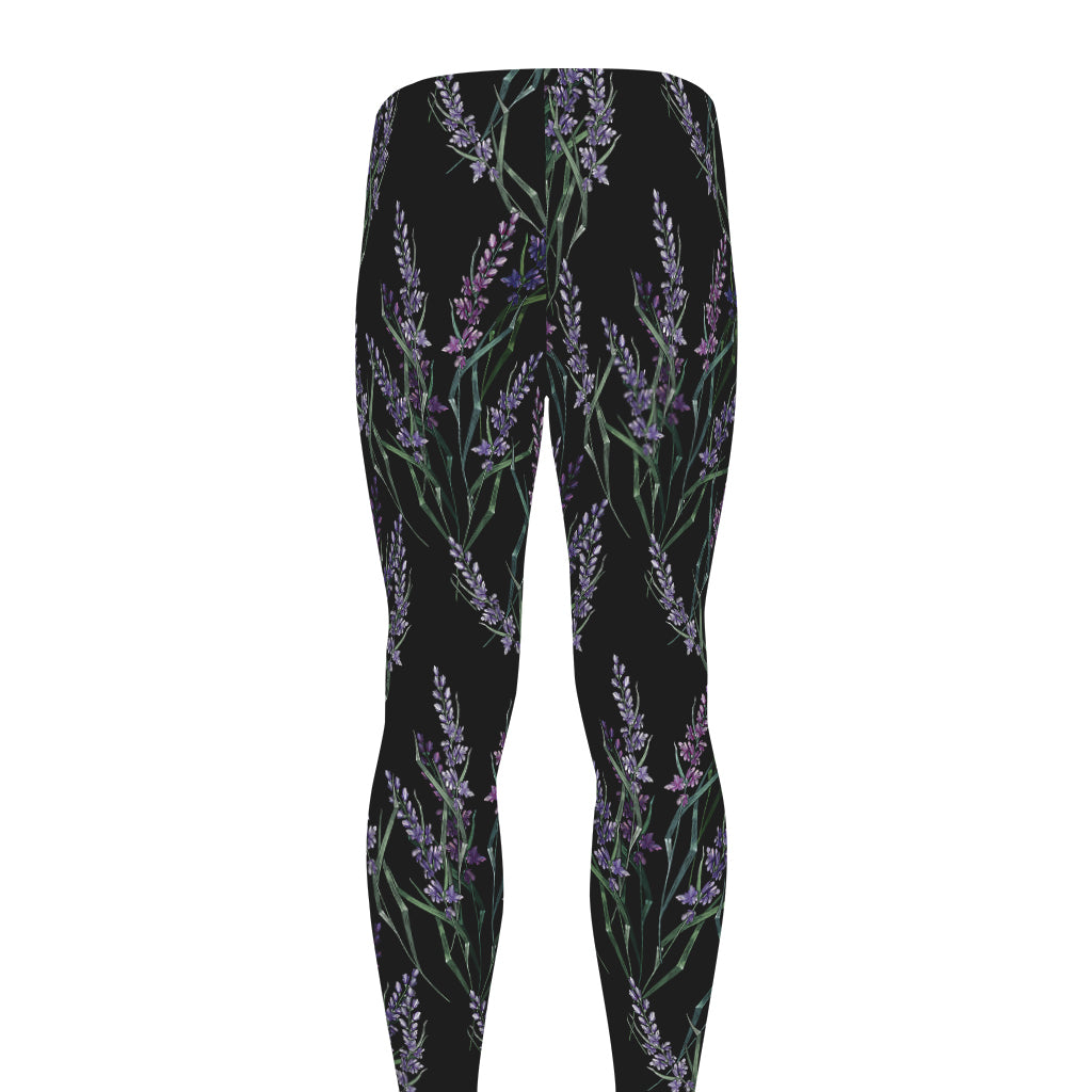 Embroidery Lavender Pattern Print Men's leggings