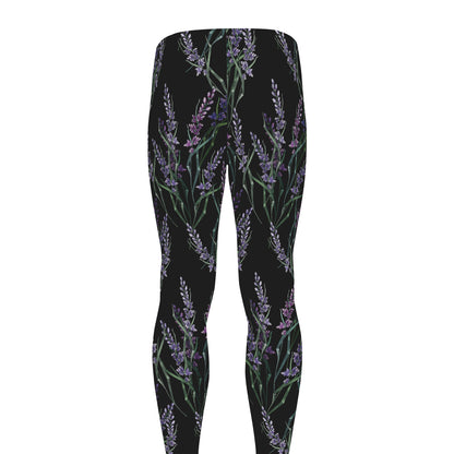 Embroidery Lavender Pattern Print Men's leggings