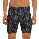 Embroidery Lavender Pattern Print Men's Long Boxer Briefs