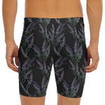 Embroidery Lavender Pattern Print Men's Long Boxer Briefs