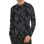 Embroidery Lavender Pattern Print Men's Long Sleeve Rash Guard