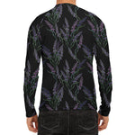 Embroidery Lavender Pattern Print Men's Long Sleeve Rash Guard