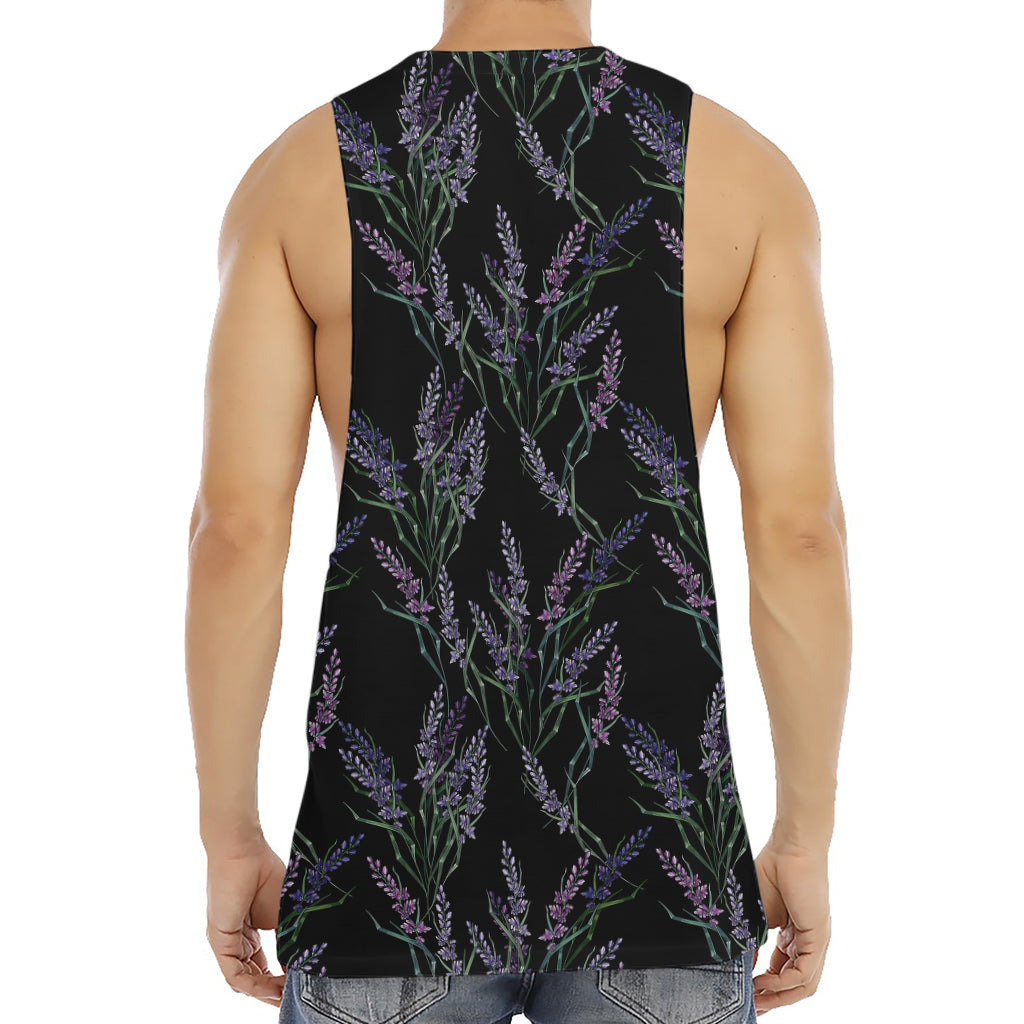 Embroidery Lavender Pattern Print Men's Muscle Tank Top