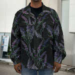 Embroidery Lavender Pattern Print Men's Shirt Jacket