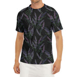 Embroidery Lavender Pattern Print Men's Short Sleeve Rash Guard