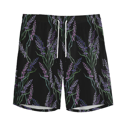Embroidery Lavender Pattern Print Men's Sports Shorts