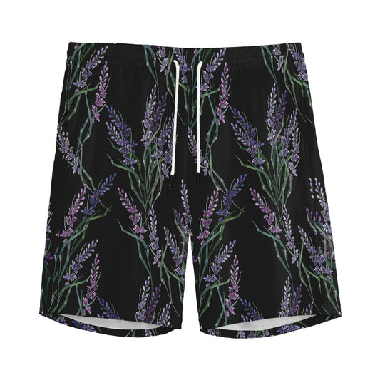 Embroidery Lavender Pattern Print Men's Sports Shorts