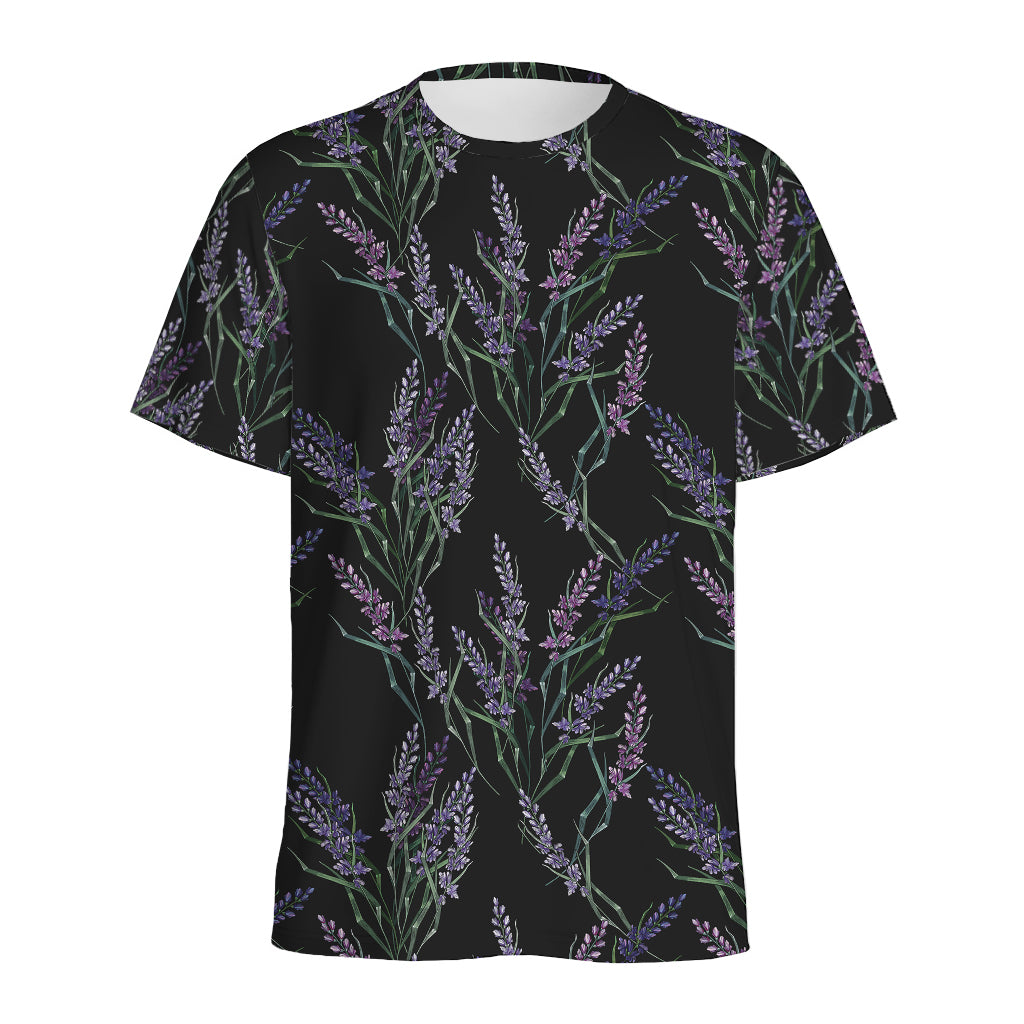 Embroidery Lavender Pattern Print Men's Sports T-Shirt