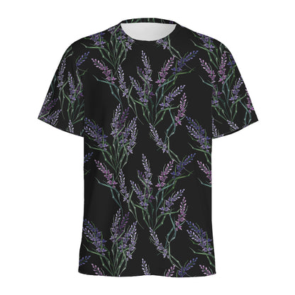 Embroidery Lavender Pattern Print Men's Sports T-Shirt