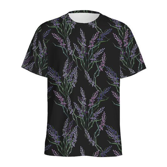 Embroidery Lavender Pattern Print Men's Sports T-Shirt