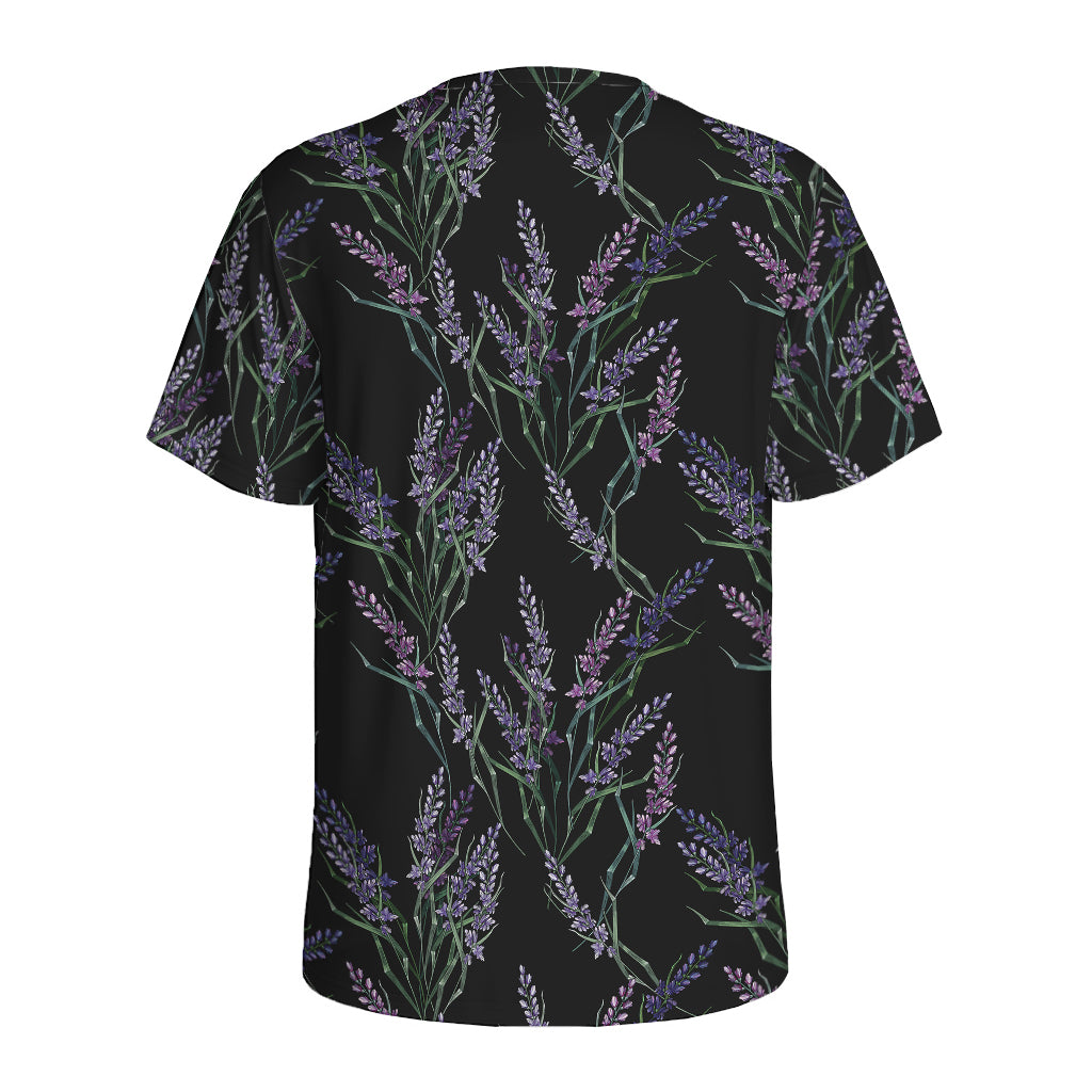 Embroidery Lavender Pattern Print Men's Sports T-Shirt