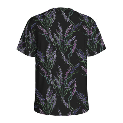 Embroidery Lavender Pattern Print Men's Sports T-Shirt