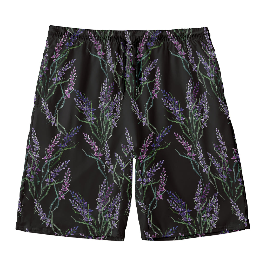 Embroidery Lavender Pattern Print Men's Swim Trunks