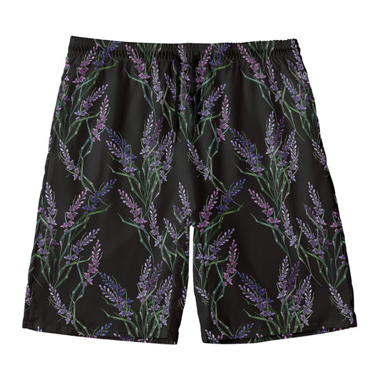 Embroidery Lavender Pattern Print Men's Swim Trunks