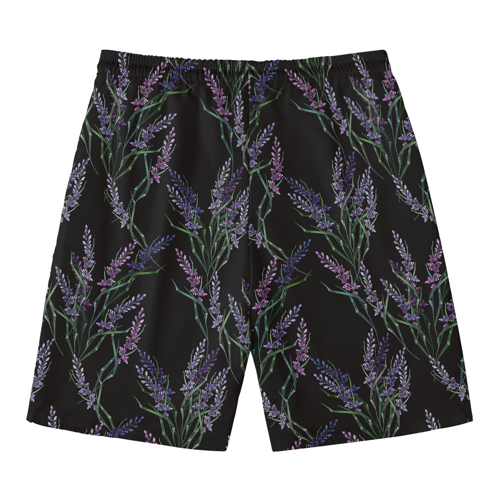 Embroidery Lavender Pattern Print Men's Swim Trunks