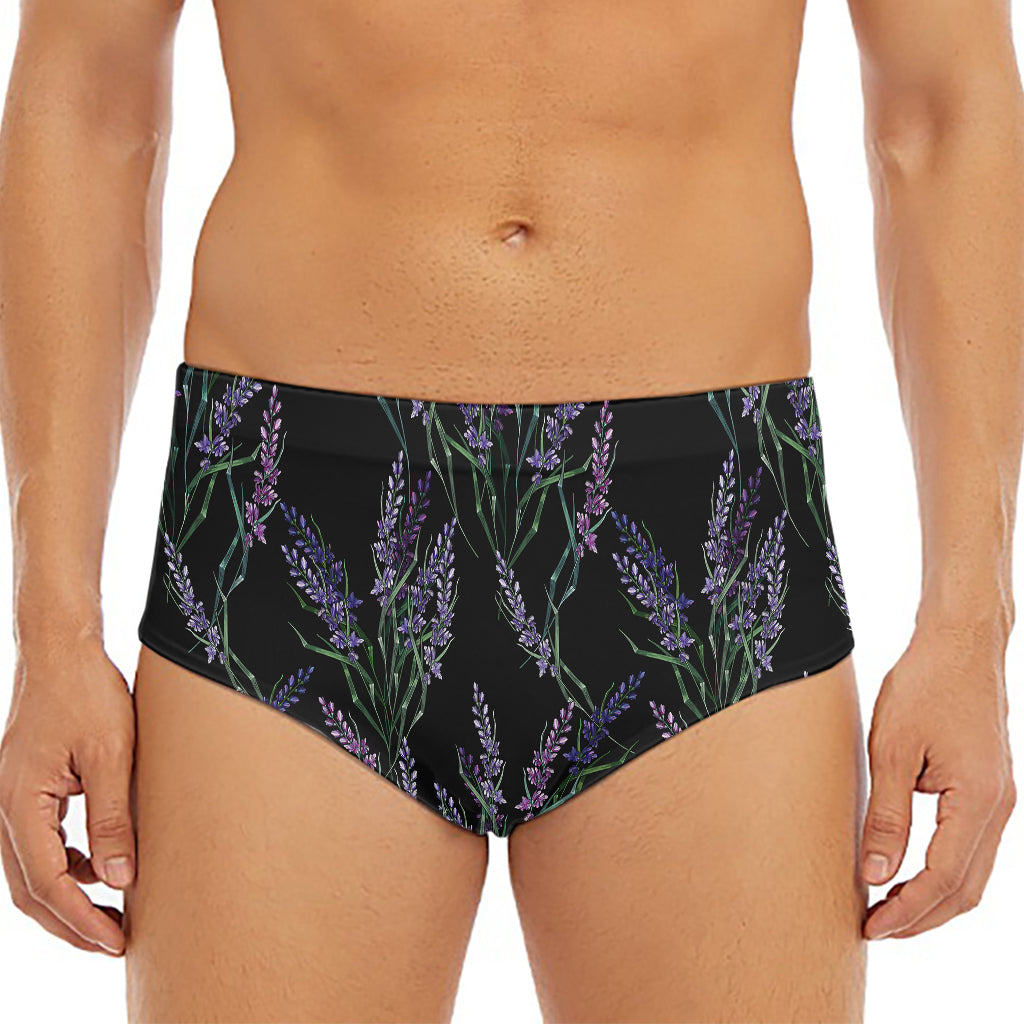 Embroidery Lavender Pattern Print Men's Triangle Swim Briefs