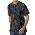 Embroidery Lavender Pattern Print Men's Velvet T-Shirt