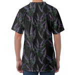 Embroidery Lavender Pattern Print Men's Velvet T-Shirt