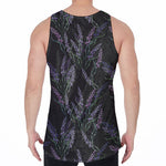Embroidery Lavender Pattern Print Men's Velvet Tank Top