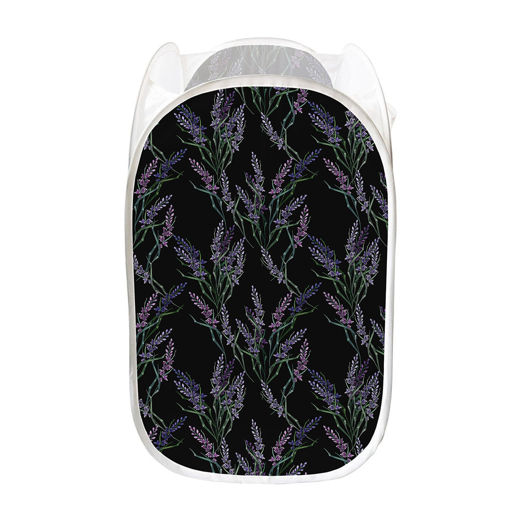 Embroidery Lavender Pattern Print Mesh Laundry Hamper