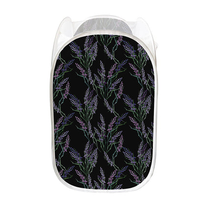 Embroidery Lavender Pattern Print Mesh Laundry Hamper