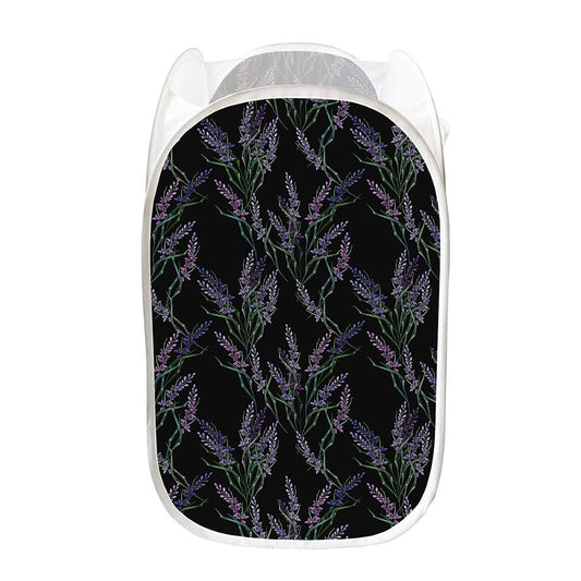 Embroidery Lavender Pattern Print Mesh Laundry Hamper