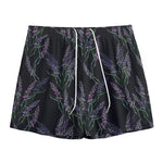 Embroidery Lavender Pattern Print Mesh Shorts