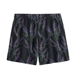 Embroidery Lavender Pattern Print Mesh Shorts