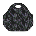 Embroidery Lavender Pattern Print Neoprene Lunch Bag
