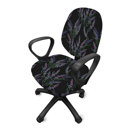 Embroidery Lavender Pattern Print Office Chair Cover