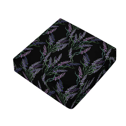 Embroidery Lavender Pattern Print Outdoor Seat Cushion Cover