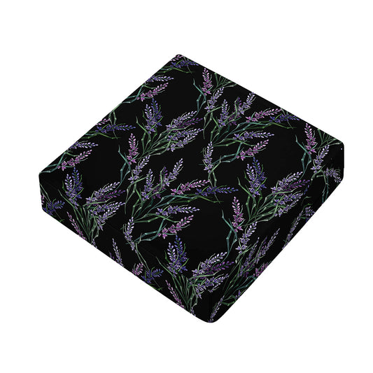 Embroidery Lavender Pattern Print Outdoor Seat Cushion Cover