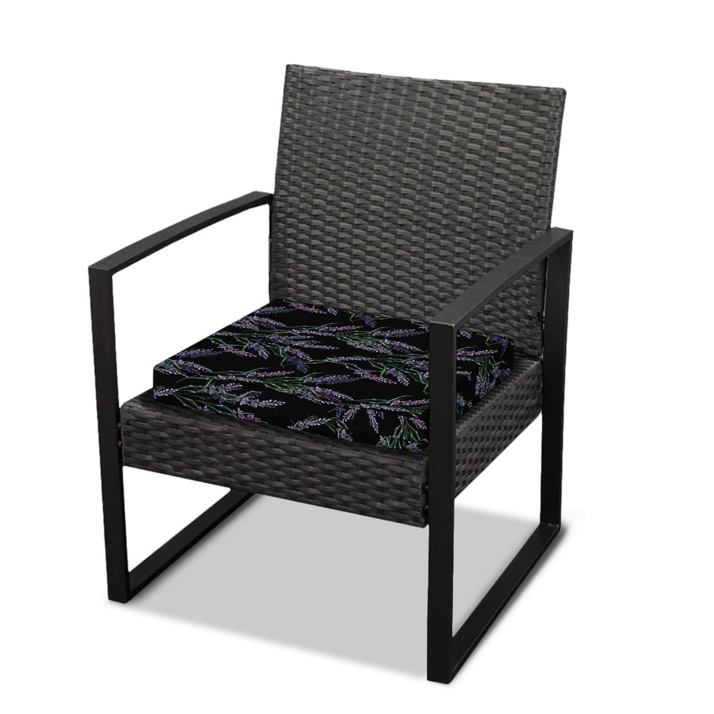 Embroidery Lavender Pattern Print Outdoor Seat Cushion Cover