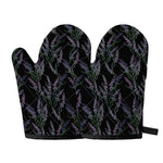 Embroidery Lavender Pattern Print Oven Mitts