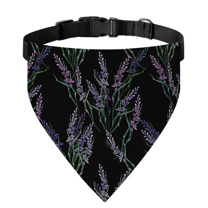 Embroidery Lavender Pattern Print Over The Collar Dog Bandana