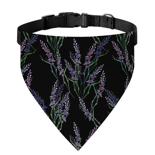 Embroidery Lavender Pattern Print Over The Collar Dog Bandana