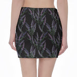 Embroidery Lavender Pattern Print Pencil Mini Skirt