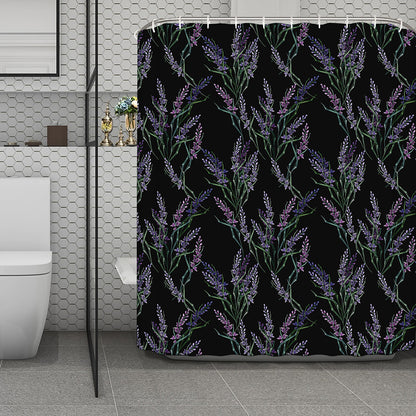 Embroidery Lavender Pattern Print Polyester Shower Curtain