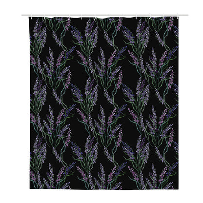 Embroidery Lavender Pattern Print Polyester Shower Curtain