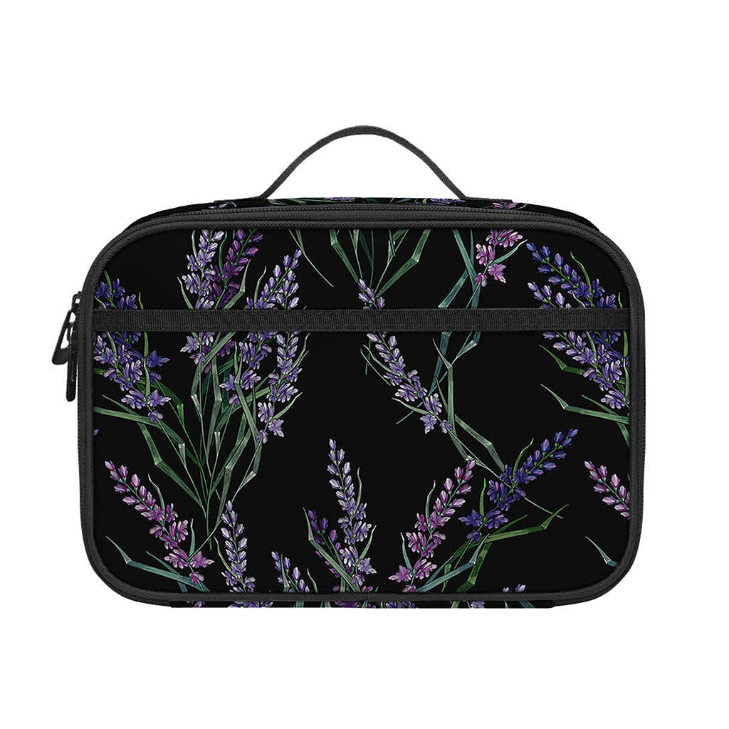 Embroidery Lavender Pattern Print Portable Lunch Bag