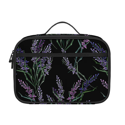 Embroidery Lavender Pattern Print Portable Lunch Bag