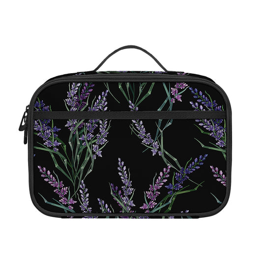 Embroidery Lavender Pattern Print Portable Lunch Bag