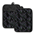 Embroidery Lavender Pattern Print Pot Holders With Pocket