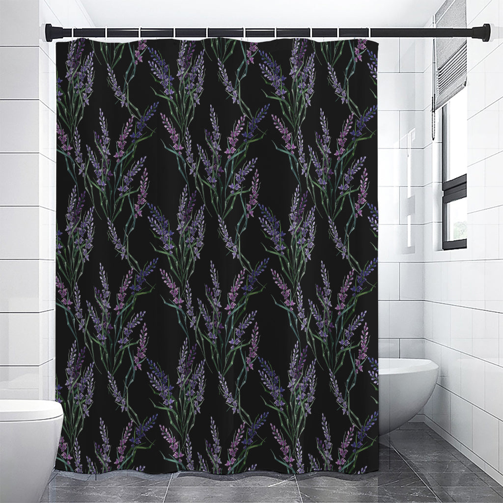 Embroidery Lavender Pattern Print Premium Shower Curtain