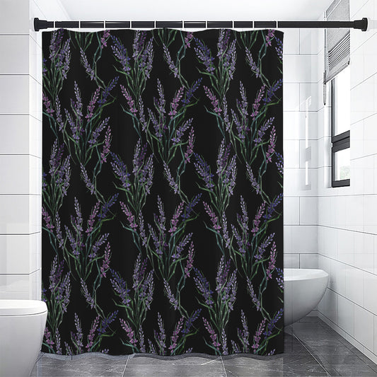 Embroidery Lavender Pattern Print Premium Shower Curtain