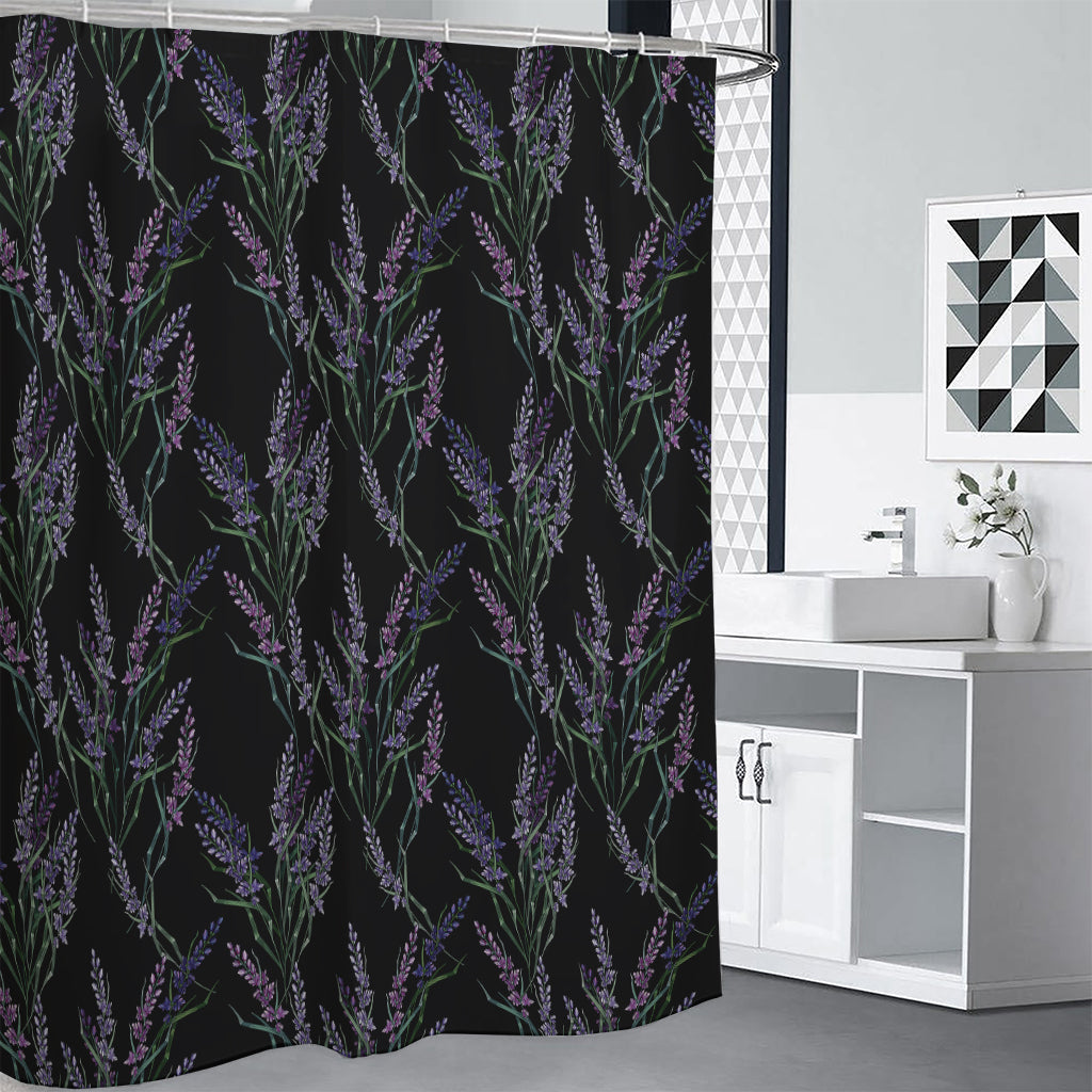 Embroidery Lavender Pattern Print Premium Shower Curtain