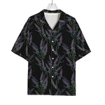 Embroidery Lavender Pattern Print Rayon Hawaiian Shirt