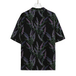 Embroidery Lavender Pattern Print Rayon Hawaiian Shirt