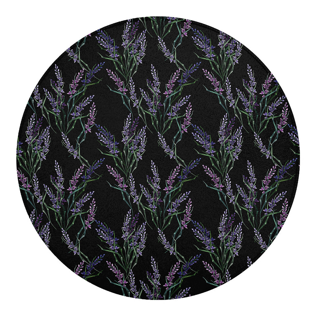 Embroidery Lavender Pattern Print Round Blanket