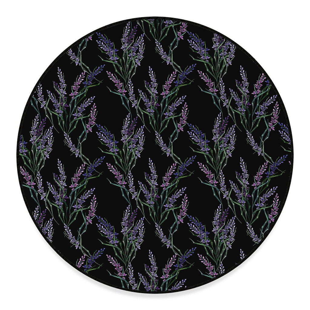 Embroidery Lavender Pattern Print Round Floor Mat
